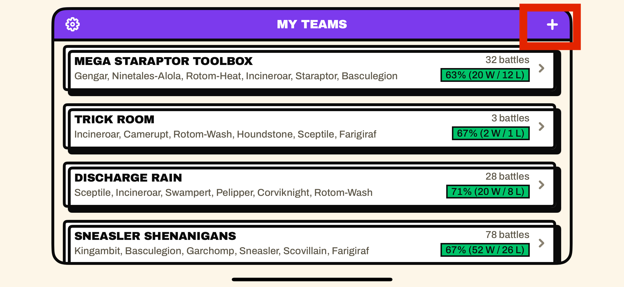 The My Teams screen with the New Team sheet open
