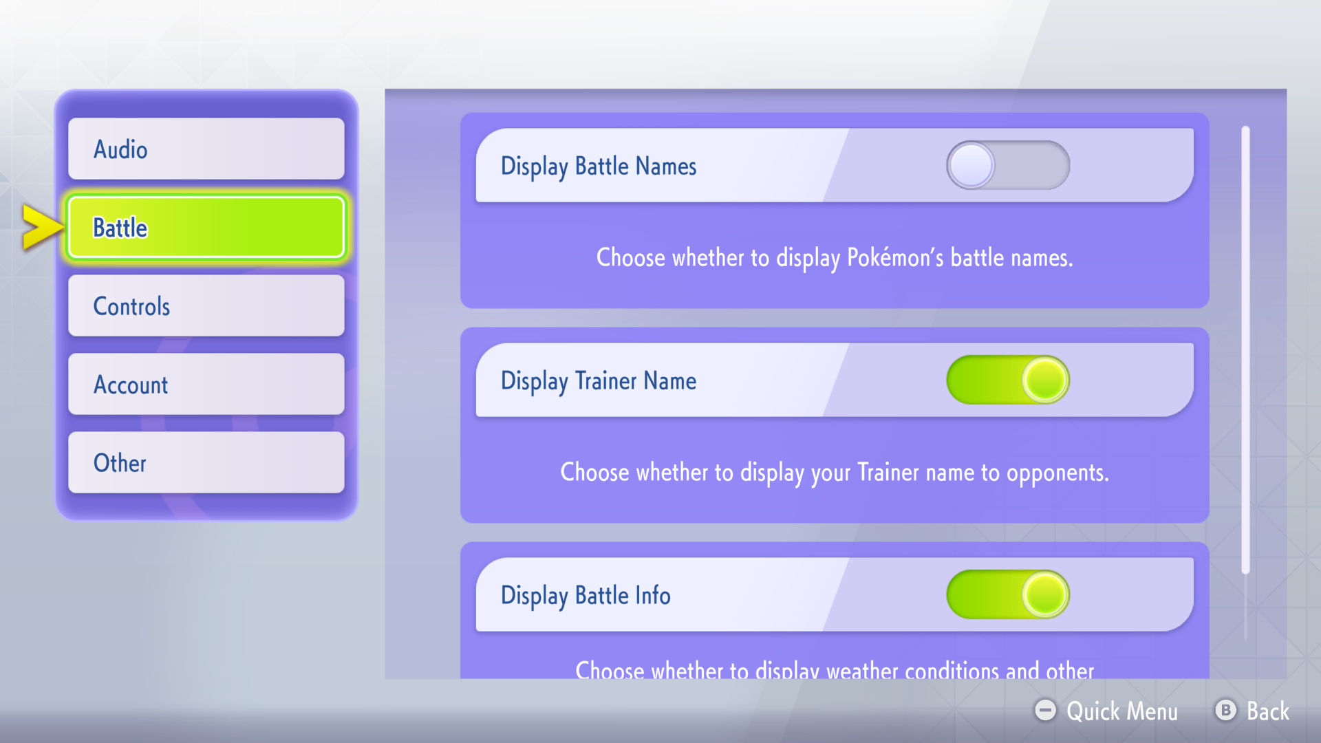 Turning nicknames off in Pokémon Champions